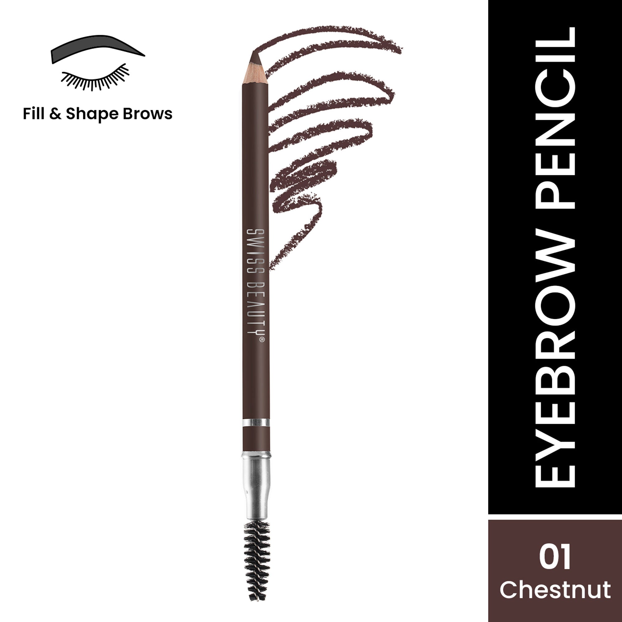 Swiss Beauty Brow Definer Pencil - 01 Chestnut | Grocsy
