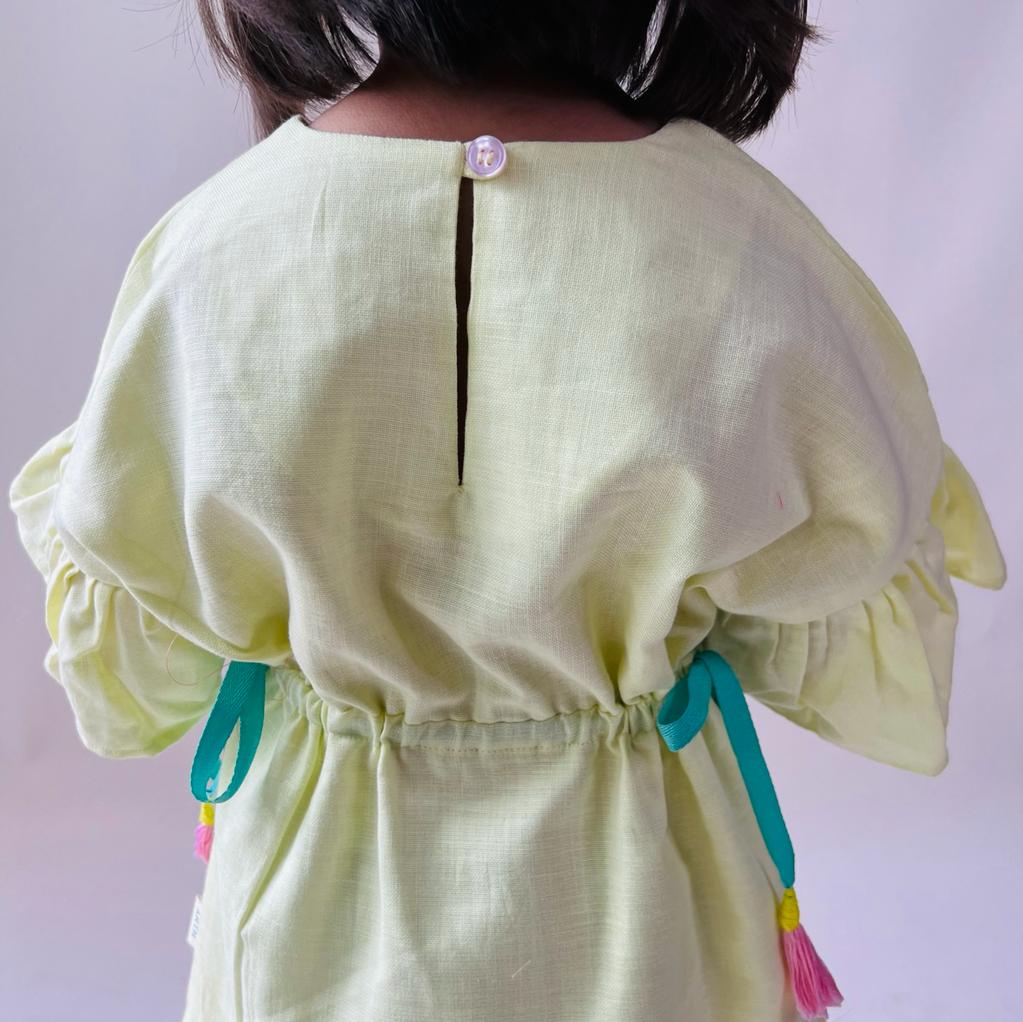 ArthLife Yellow Donuts Embroidered Dress | Grocsy