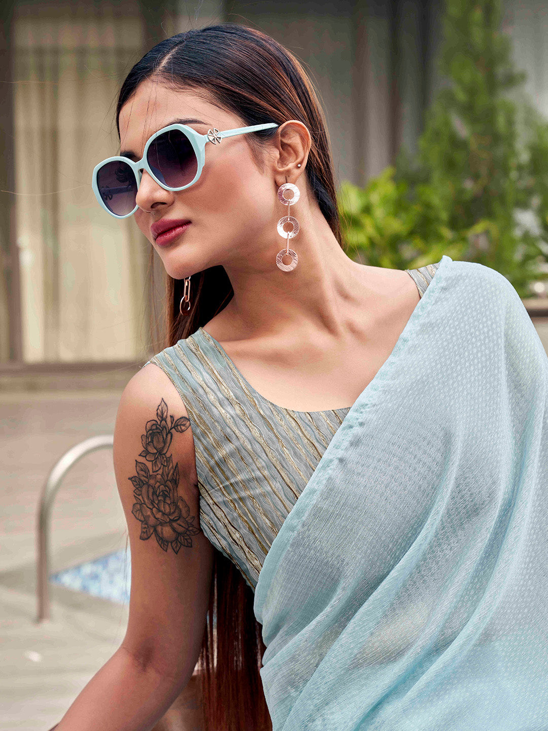 Tikhi Imli Woven Design Satin Ready to Wear Saree | Grocsy