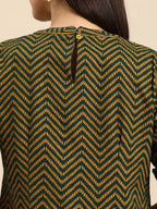 All About You Women Green & Yellow Floral Embroidered Thread Work Pure Cotton Kurta | Grocsy