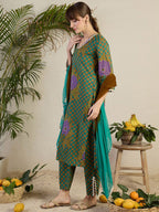 Indo Era Women Floral Printed Regular Beads and Stones Kurta with Trousers & With Dupatta | Grocsy