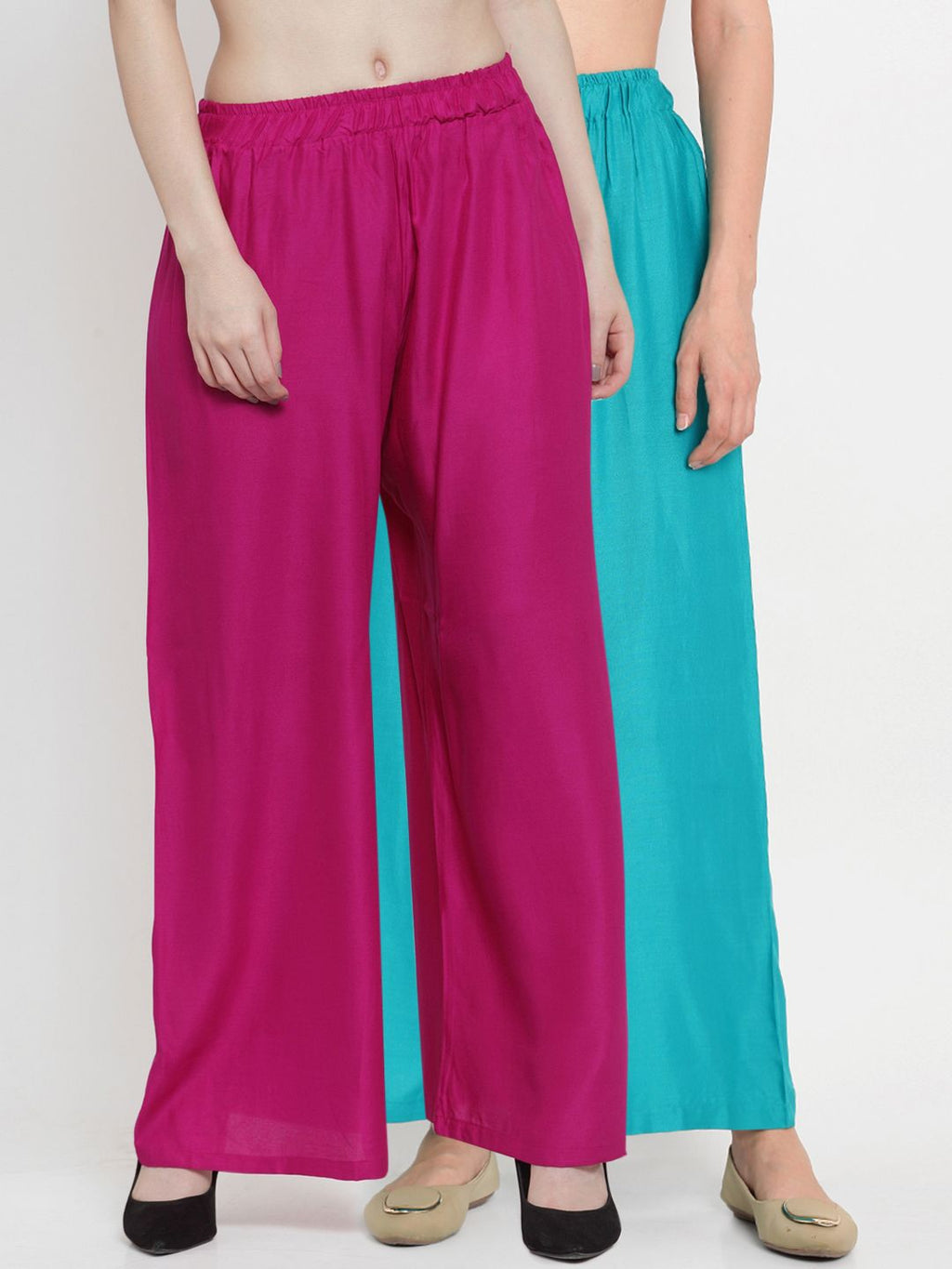 TAG 7 Women Pack of 2 Solid Flared Palazzos | Grocsy
