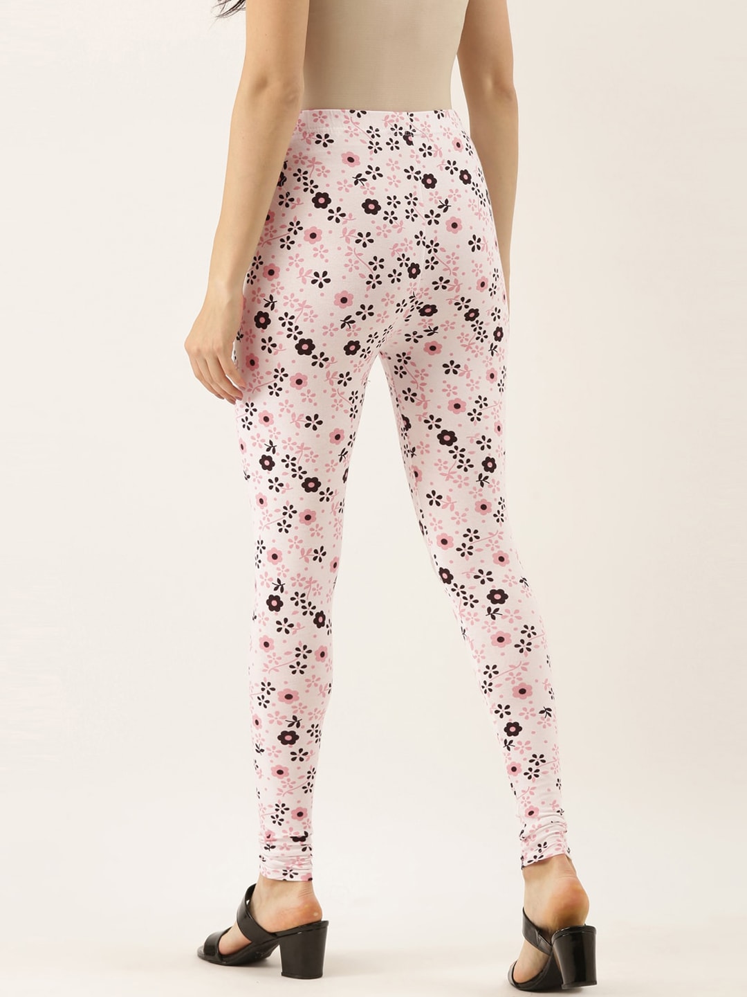 Souchii White & Pink Printed Ankle-Length Leggings | Grocsy