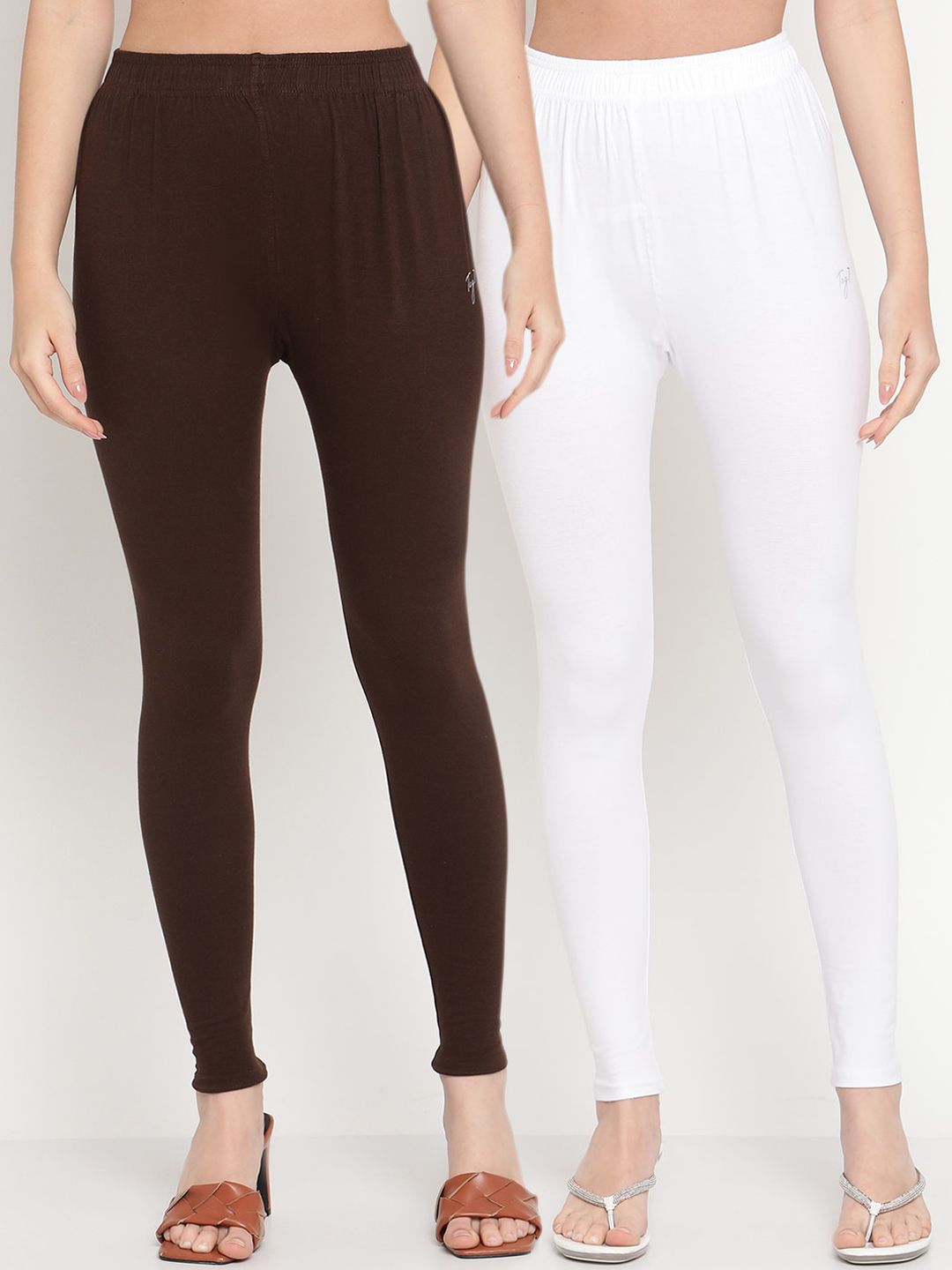 TAG 7 Women Pack Of 2 Solid Comfort-Fit Ankle-Length Leggings | Grocsy