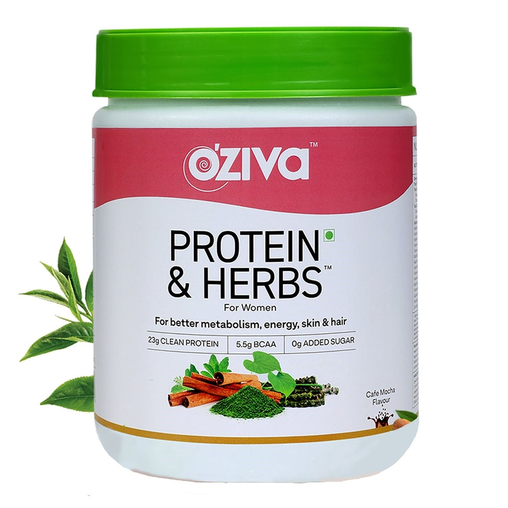OZiva Protein & Herbs for Women - Protein Powder to Reduce Body Fat, Manage Weight & Metabolism, No Added Sugar | Grocsy