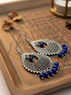 NVR Women German Silver Oxidised Chandbali Earrings | Grocsy