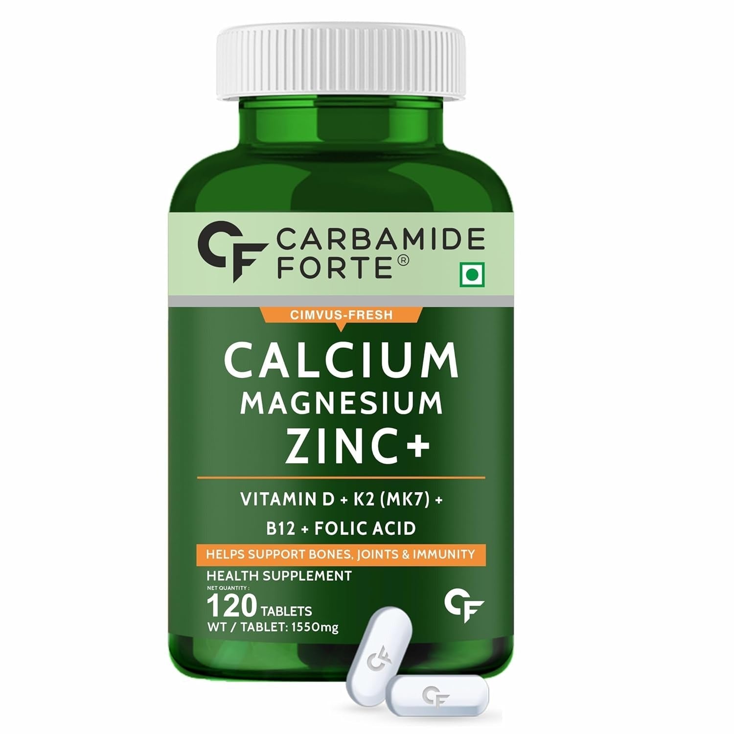 Carbamide Forte Calcium + Magnesium + Zinc + Vitamin D, K2, & B12 Tablets | Grocsy