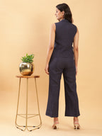 BohoJazz In Power Carbon Blue Tailored Waistcoat with Trousers Co-ord Set | Grocsy