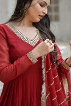 Joban Fashion Maroon Georgette Sequence Embroidery Work Kurta Set | Grocsy