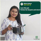 The Indus Valley TurboCuk Tri-ply Stainless Steel Biryani Cooking Pot/Casserole, Premium Quality, 3 Layer Thick Body, Cool Silicone Handles, 100% Toxin-free, Non-stick, Induction & Gas, Spatula, 2.9L | Grocsy