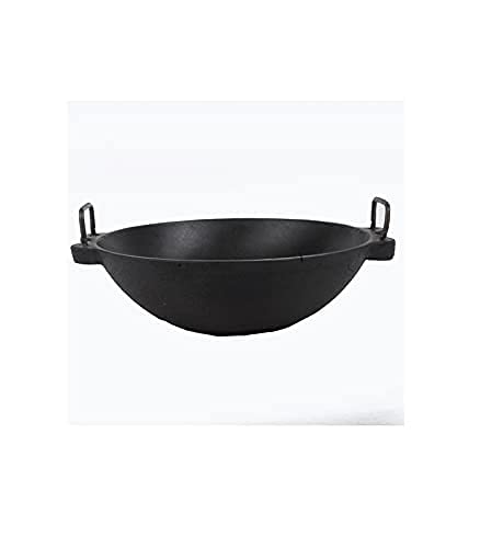 Elles Cast Iron Kadai Large Size 10 Inch (Perfect for 4 Member Family) | Grocsy