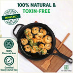 The Indus Valley CASTrong Cast Iron Fry Pan/Skillet, Pre-seasoned, Nonstick, 100% Pure, Toxin-free, Induction,Spatula, 25.4cm, 1.7L, 2.3kg | Grocsy