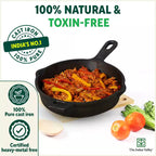 The Indus Valley Super Smooth Cast Iron Frypan+ Free ₹110 Spatula, Pre-seasoned, Nonstick, 100% Pure,Toxin-free, 25.4cm, 1.7L, 2.4kg | Grocsy