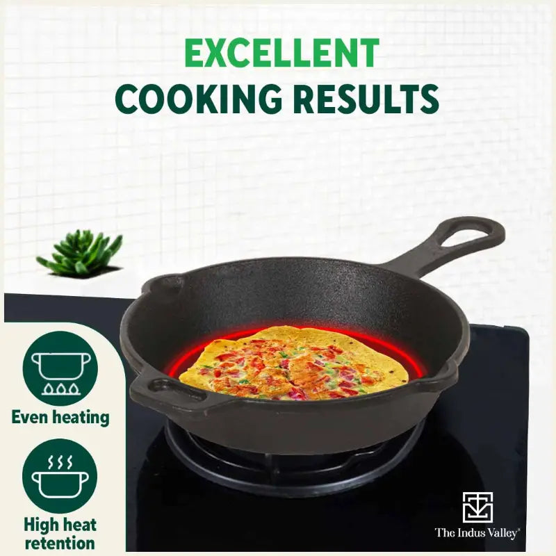 The Indus Valley CASTrong Cast Iron Cookware Set: Tawa+ Kadai+ Fry Pan, Kitchen Set for Home, Pre-seasoned, 100% Pure, Toxin-free, Tadka Pan | Grocsy