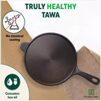 The Indus Valley Super Smooth Cast Iron Tawa, Long Handle,Pre-seasoned, Nonstick, 100% Pure, Toxin-free, Induction,Spatula, 25.4cm, 1.8kg | Grocsy