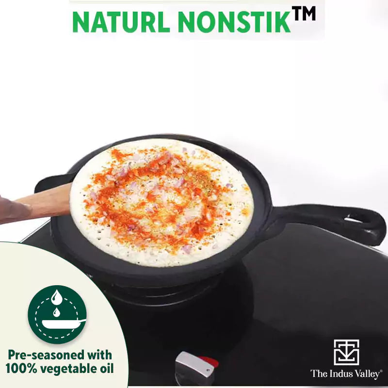 The Indus Valley Super Smooth Cast Iron Set: Kadai+ Tawa+ Frypan, Kitchen set for Home, Nonstick, 100% Pure, Toxin-free, Tadka Pan | Grocsy
