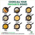 The Indus Valley Super Smooth Cast Iron Tawa, Long Handle,Pre-seasoned, Nonstick, 100% Pure, Toxin-free, Induction,Spatula, 25.4cm, 1.8kg | Grocsy