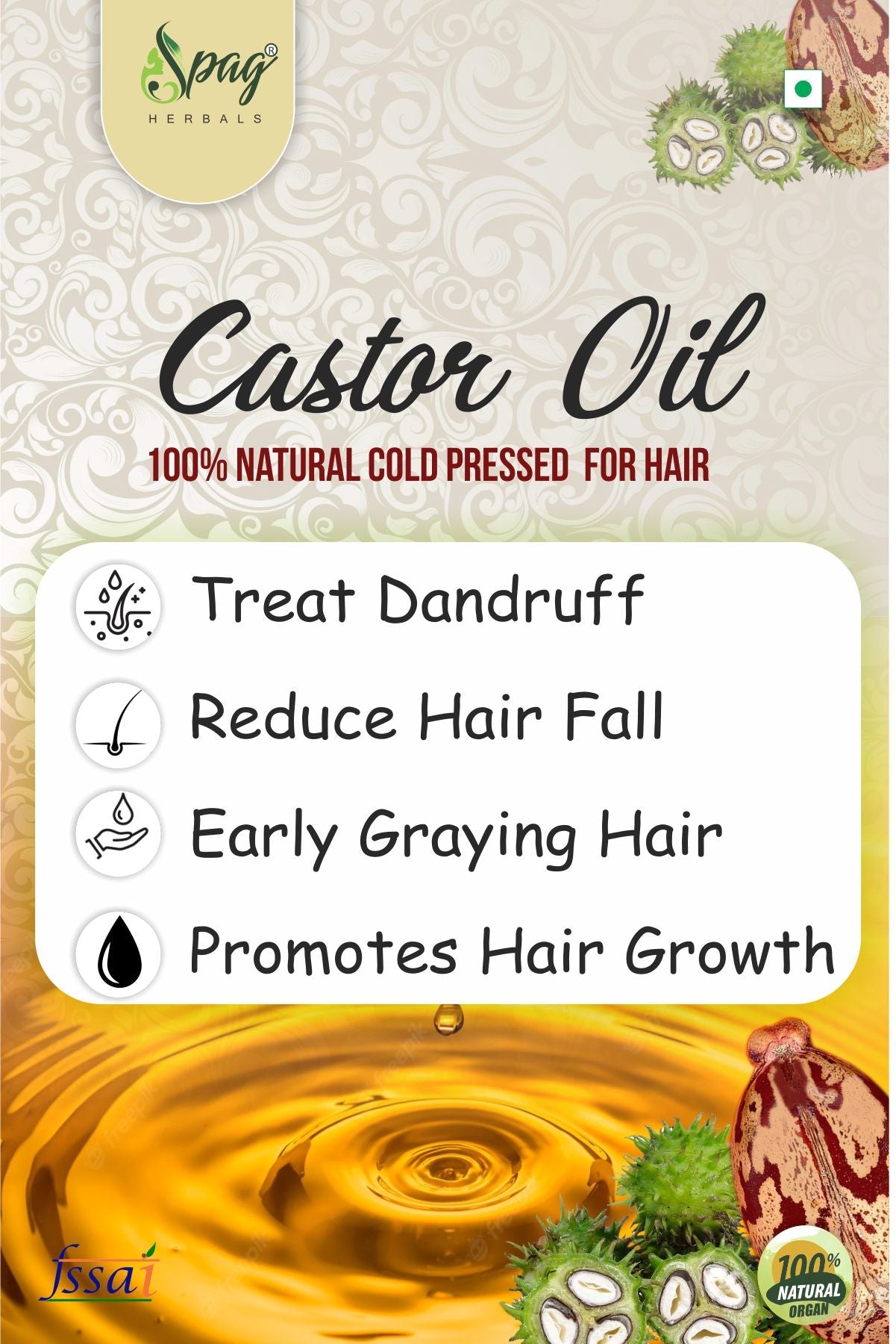 Spag Herbals Castor Oil For Hair & Skin Care | Grocsy