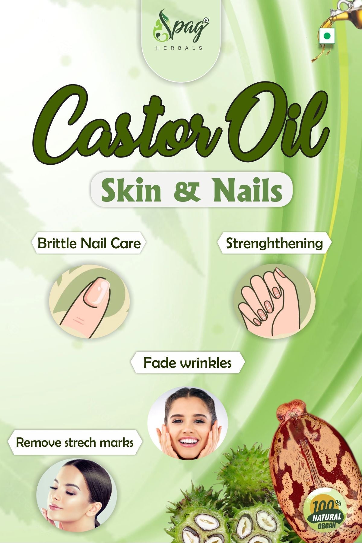 Spag Herbals Castor Oil For Hair & Skin Care | Grocsy