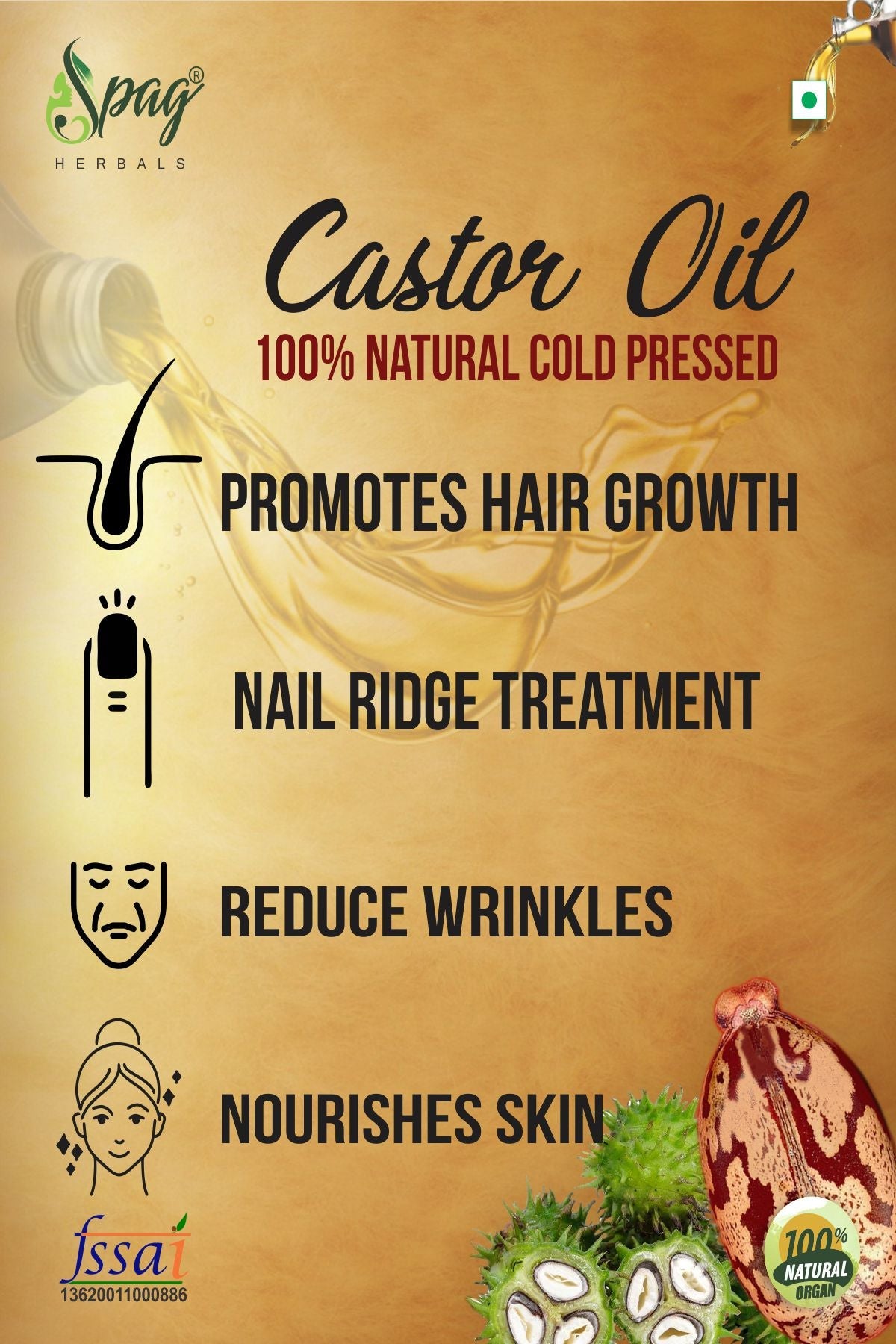 Spag Herbals Castor Oil For Hair & Skin Care | Grocsy