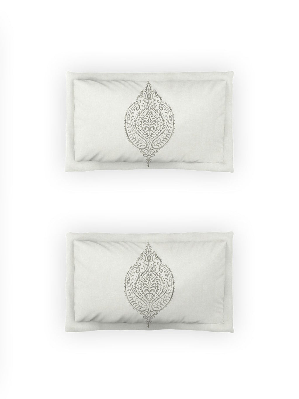 DDecor Grey & White Ethnic Motifs Cotton 140 TC Queen Bedsheet With 2 Pillow Covers | Grocsy