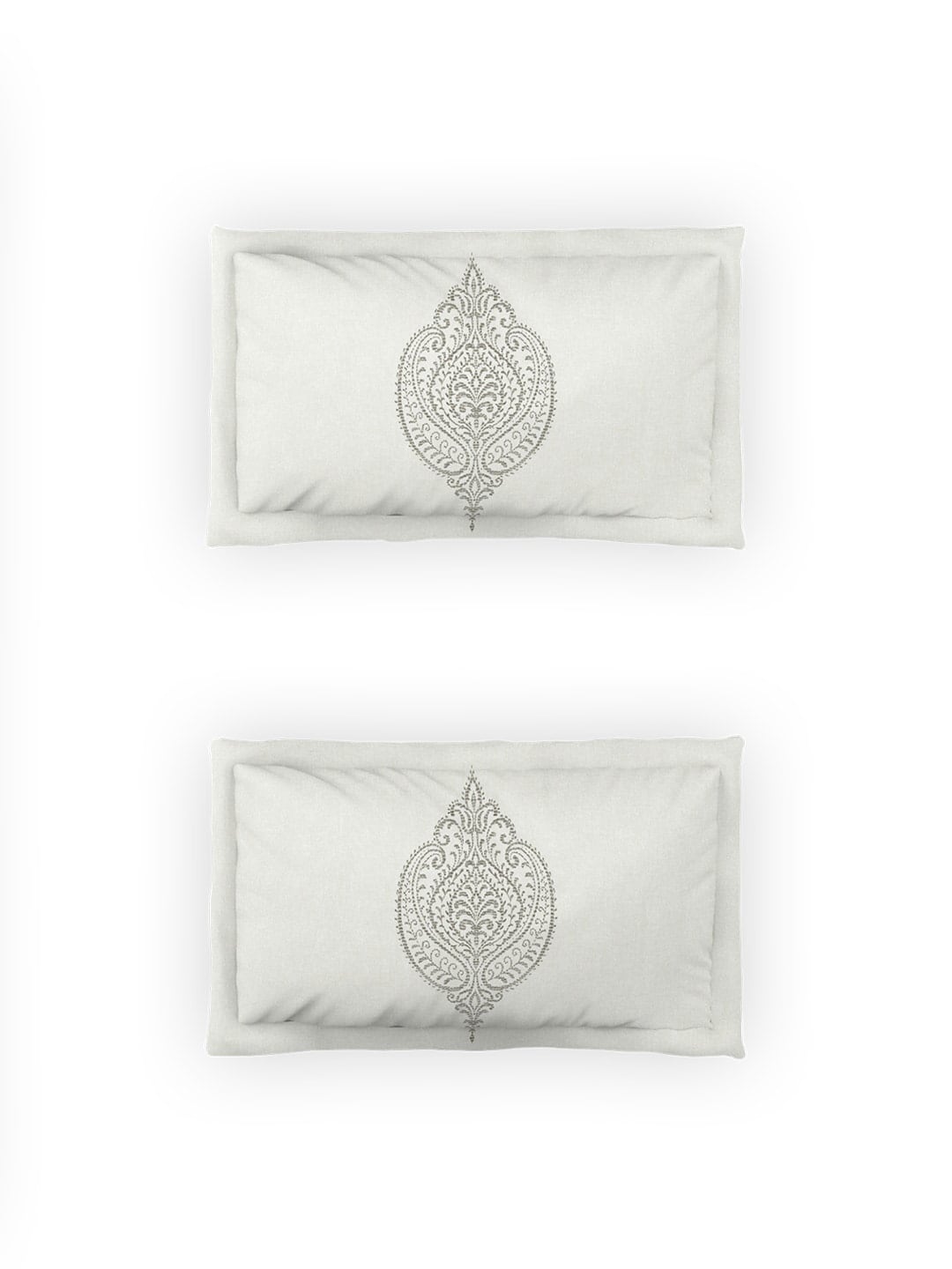 DDecor Grey & White Ethnic Motifs Cotton 140 TC Queen Bedsheet With 2 Pillow Covers | Grocsy
