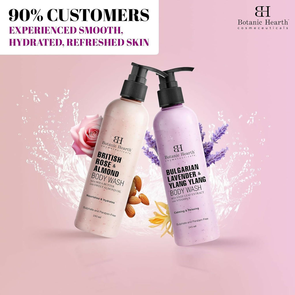Botanic Hearth British Rose & Almond Body Wash with Shea Butter | Grocsy