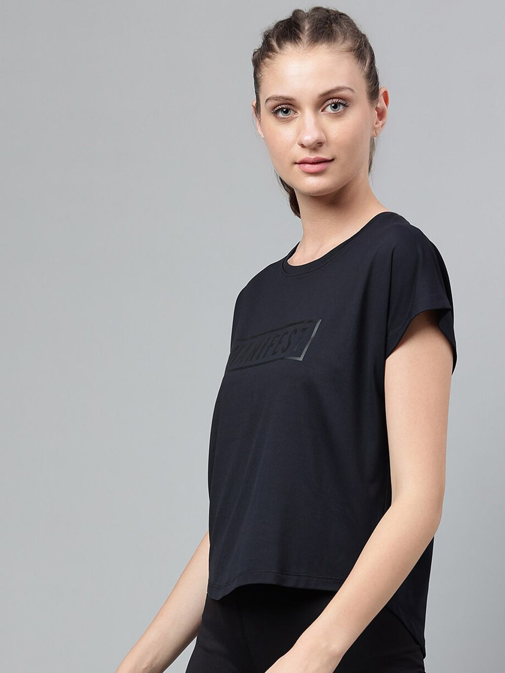 MKH Typography Printed Extended Sleeves Dri-FIT Relaxed Fit T-shirt | Grocsy