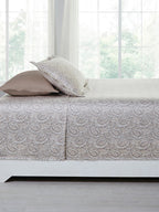 MYTRIDENTBeige White Ethnic Motifs 100% Cotton 400 TC King Bedsheet with 4 Pillow Covers | Grocsy