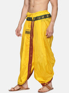 Sethukrishna Men Yellow & Red Readymade Dhoti | Grocsy