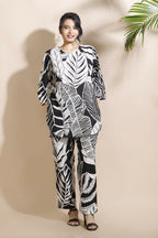 Breathables Nature-Inspired Cotton Co-Ord Set – Hip-Length Kurta & Pants Black | Grocsy