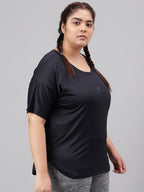 MKH Plus Size Drop Shoulder Sleeves Relaxed Fit Dri-FIT Sports T-shirt | Grocsy