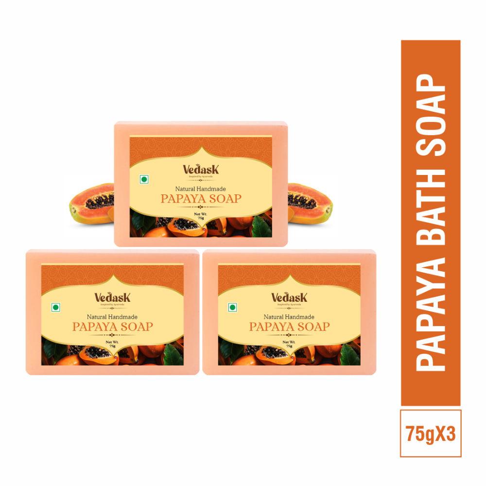 Vedask Organic Handmade Papaya Bath Soap | Grocsy