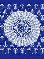 HOMETALES Blue & White Ethnic Motifs Cotton 104 TC King Bedsheet with 2 Pillow Covers | Grocsy