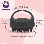 Scalppie Silicon Hair Scalp Massager & Shampoo Brush Scrub For Hair Growth & Anti Dandruff - Black | Grocsy