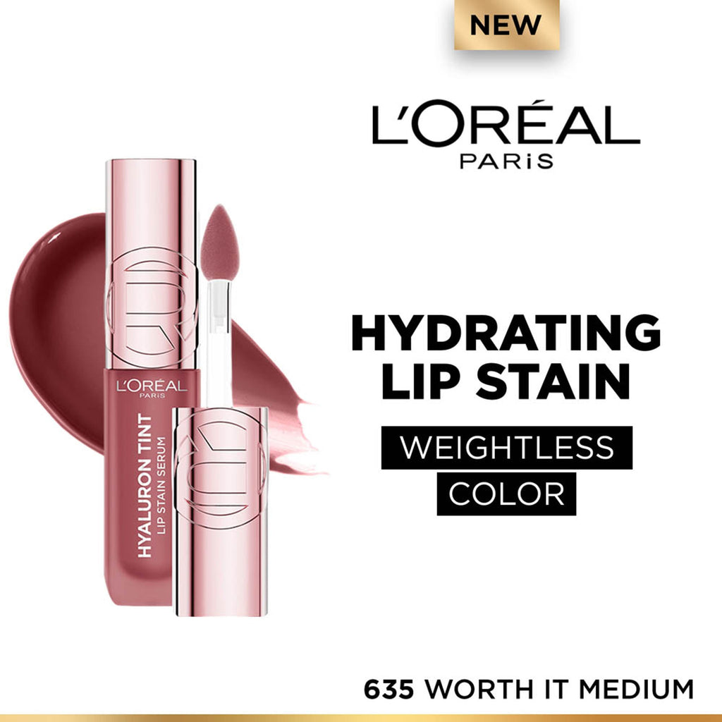L'Oreal Paris Hyaluron Tint Lip Stain Serum Weightless Color - 635 Worth It Medium | Grocsy