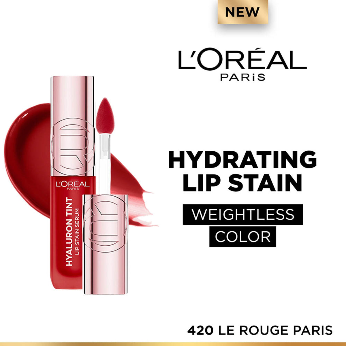 L'Oreal Paris Hyaluron Tint Lip Stain Serum Weightless Color - 420 Le Rouge Paris | Grocsy