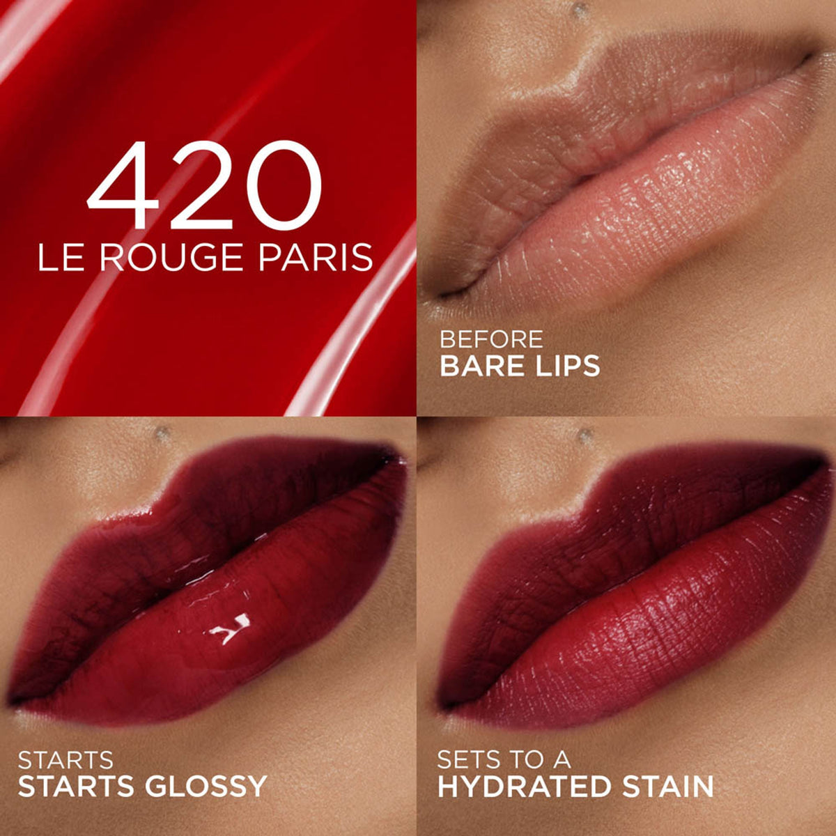 L'Oreal Paris Hyaluron Tint Lip Stain Serum Weightless Color - 420 Le Rouge Paris | Grocsy