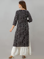 HERE&NOW Black Bandhani Printed Gotta Patti Kurta with Sharara | Grocsy