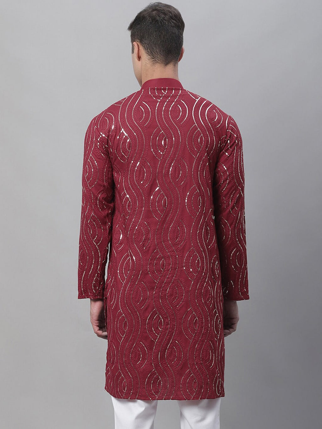 Sojanya Ethnic Motifs Embroidered Sequinned Pure Cotton Kurta | Grocsy