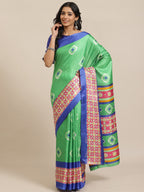 Saree Mall Green & White Printed Saree | Grocsy