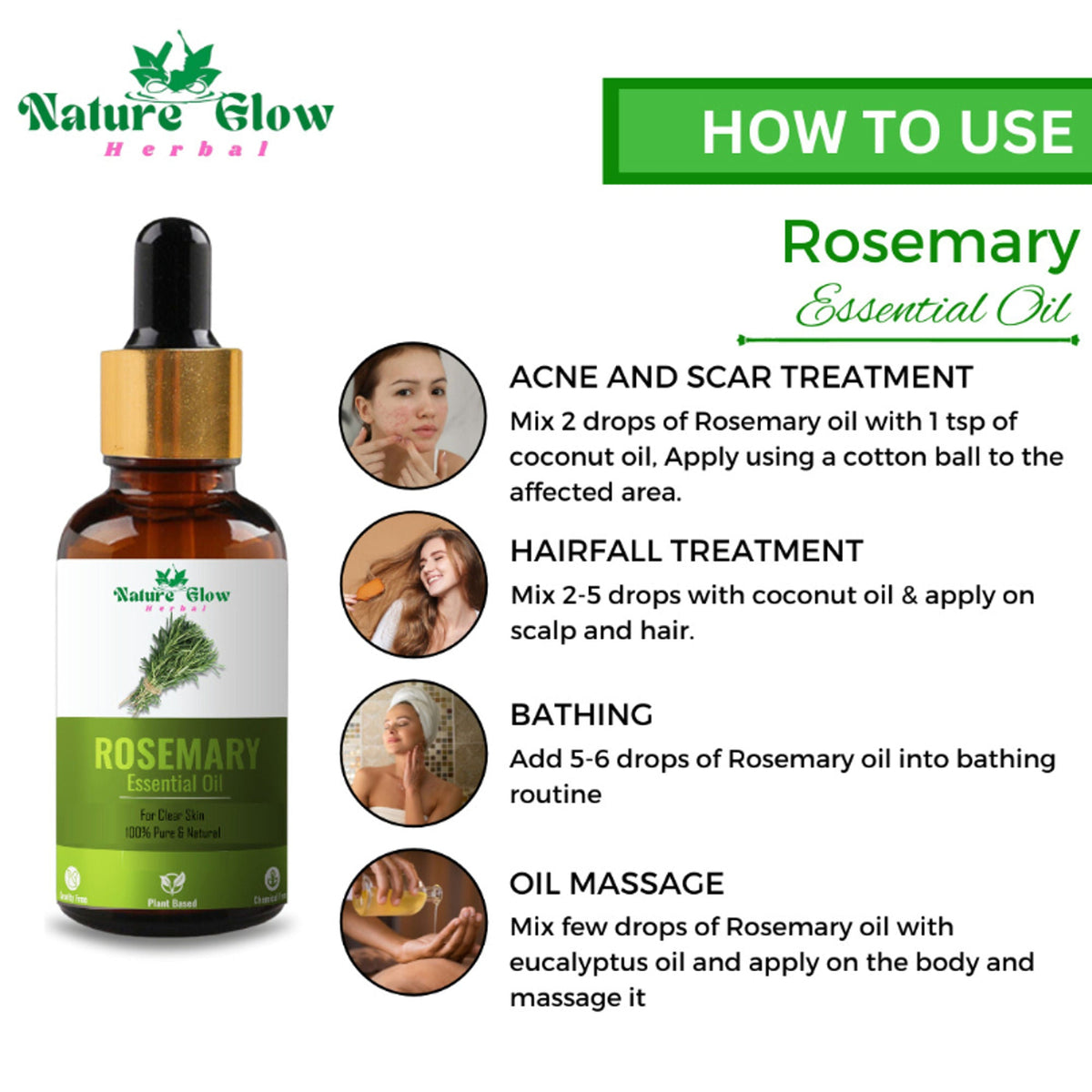Nature Glow Herbal Rosmerry & Peppermint Hair Oil Combo | Grocsy