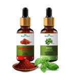 Nature Glow Herbal Kumkumadi & Basil Essential Oil Combo | Grocsy