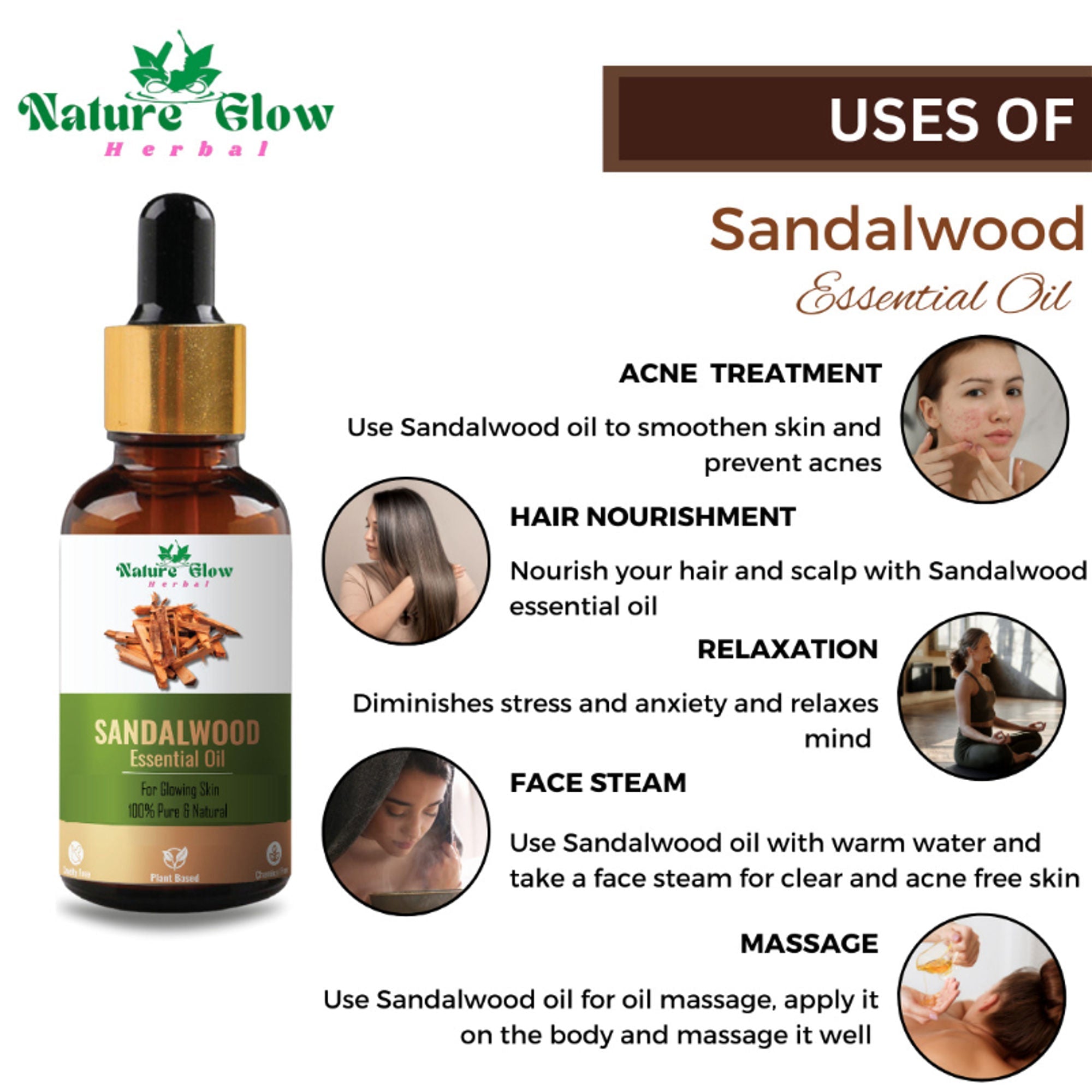 Nature Glow Herbal Sandalwood & Termaric Aromatherapy Oil Combo | Grocsy