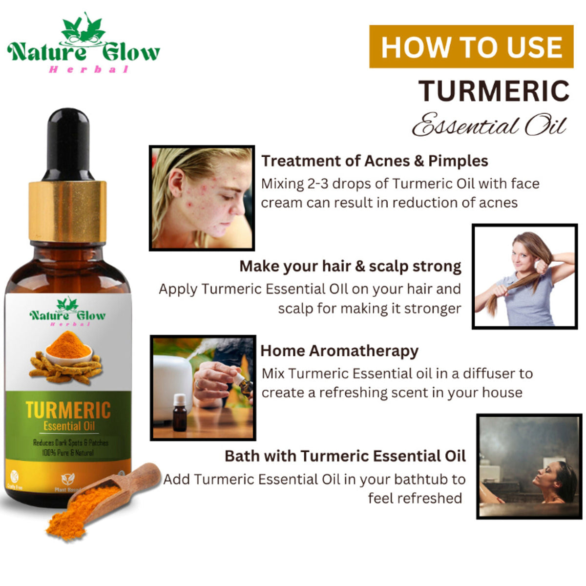 Nature Glow Herbal Sandalwood & Termaric Aromatherapy Oil Combo | Grocsy