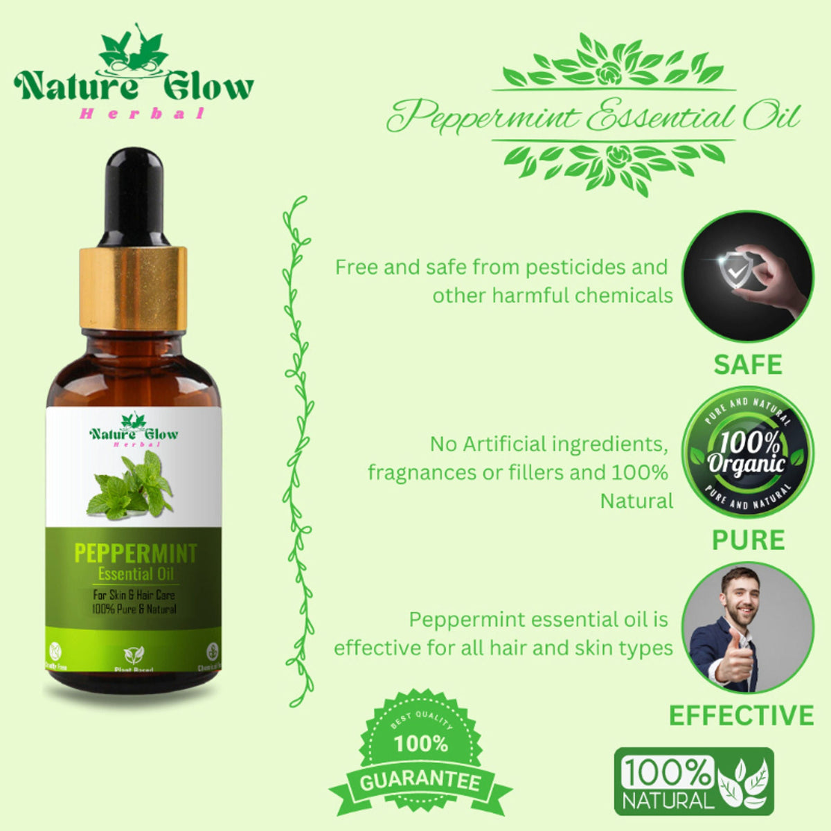 Nature Glow Herbal Tea Tree & Peppermint Essential Oil Combo | Grocsy