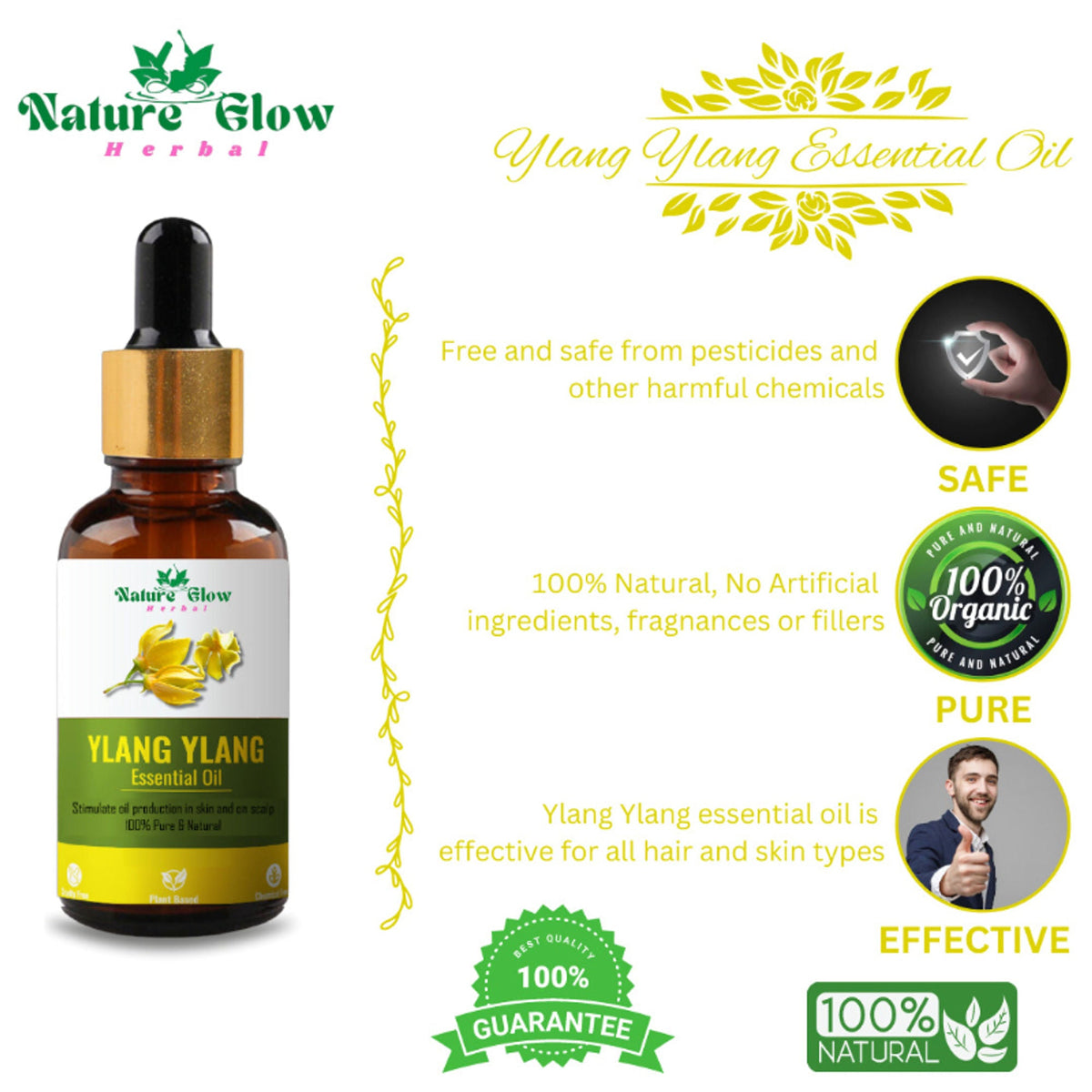 Nature Glow Herbal Ylang Ylang & Orange Essential Oil Combo | Grocsy