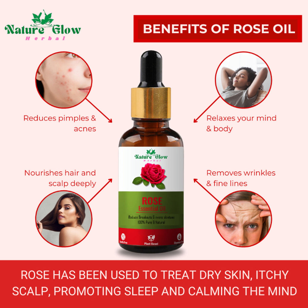 Nature Glow Herbal Rose & Cedarwood Essential Oil Combo | Grocsy