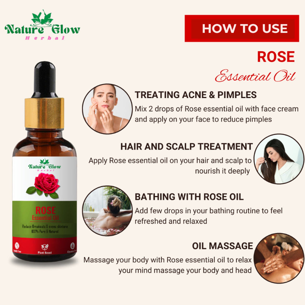 Nature Glow Herbal Rose & Cedarwood Essential Oil Combo | Grocsy