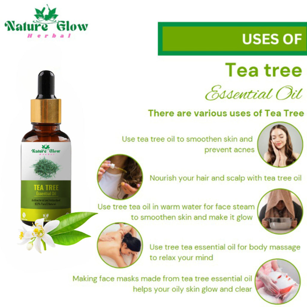Nature Glow Herbal Tea Tree & Eucallypatus & Basil Essential Oil Combo | Grocsy